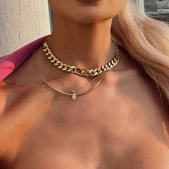 Dior Gold Necklace CD Choker NEW. Gold - Picture 5 of 5